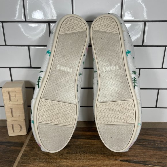 TOMS Seasonal Classic Alpargata Women's Size 9 Shoes White Ski Tree Print Flat - Picture 7 of 11